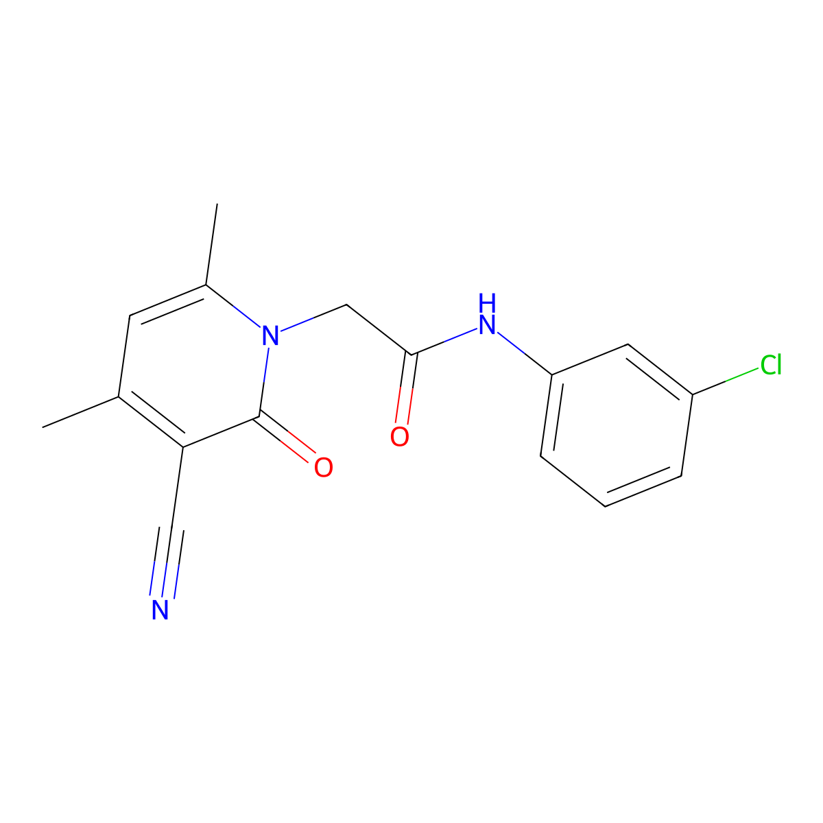 N-(3-chlorophenyl)-2-(3-cyano-4,6-dimethyl-2-oxopyridin-1(2H)-yl)acetamide molecular structure, CAS 266337-83-1
