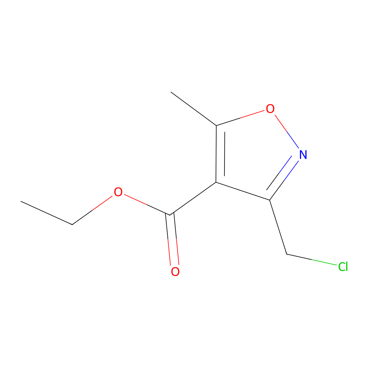 Ethyl 3-(chloromethyl)-5-methyl-1,2-oxazole-4-carboxylate molecular structure, CAS 266341-73-5
