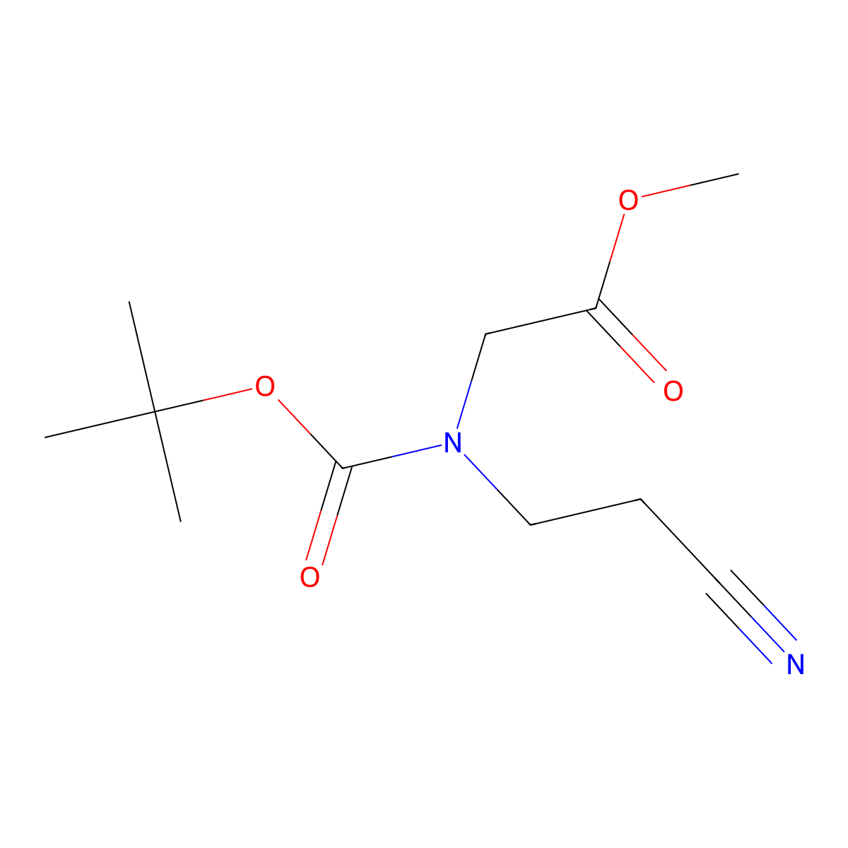 Glycine, N-(2-cyanoethyl)-N-[(1,1-dimethylethoxy)carbonyl]-, methyl ester molecular structure, CAS 266353-19-9