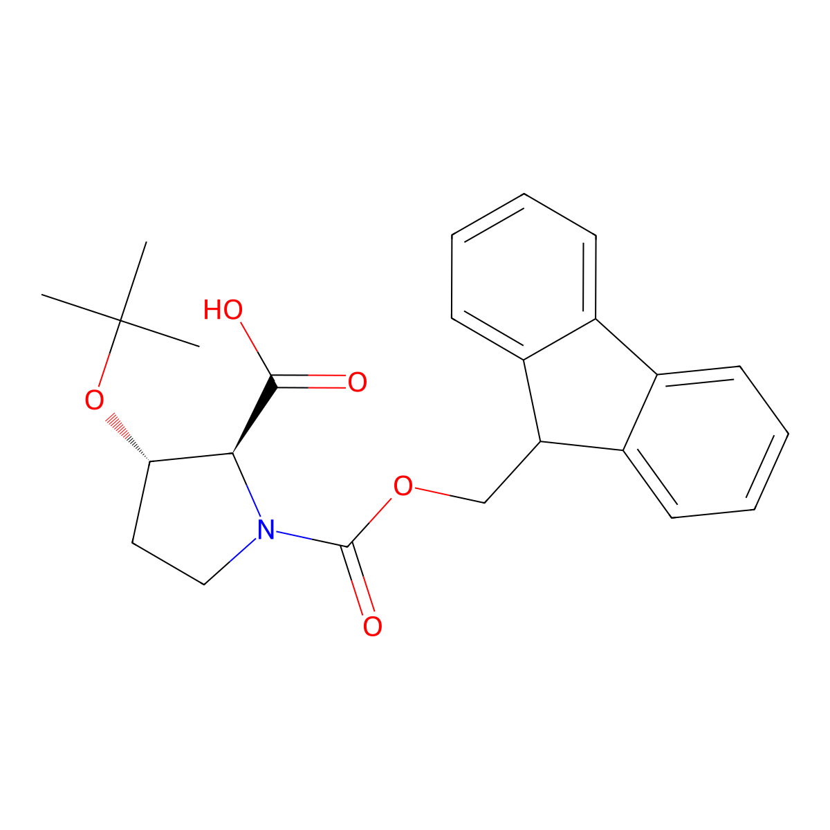 (2S,3S)-3-(tert-butoxy)-1-[(9H-fluoren-9-ylmethoxy)carbonyl]pyrrolidine-2-carboxylic acid molecular structure, CAS 266359-42-6