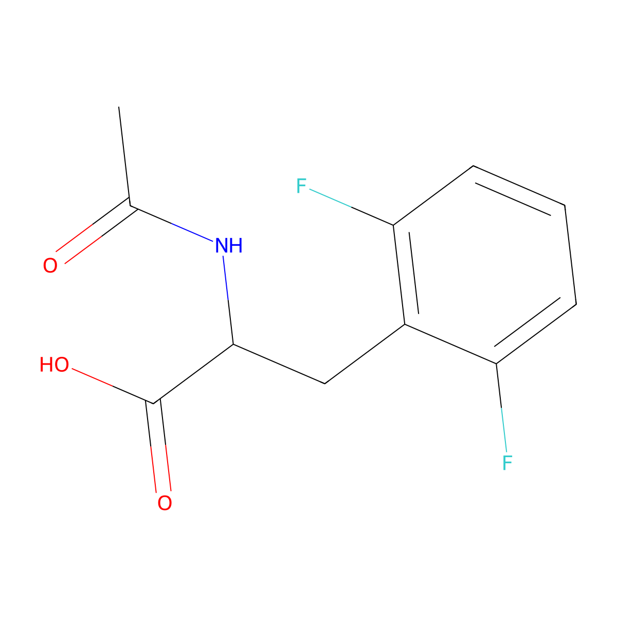 2-Acetamido-3-(2,6-difluorophenyl)propanoic acid molecular structure, CAS 266360-50-3