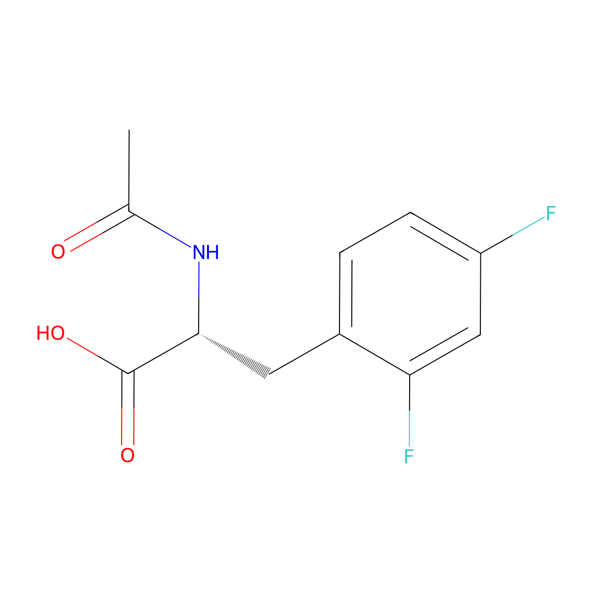 (2R)-3-(2,4-difluorophenyl)-2-acetamidopropanoic acid molecular structure, CAS 266360-54-7