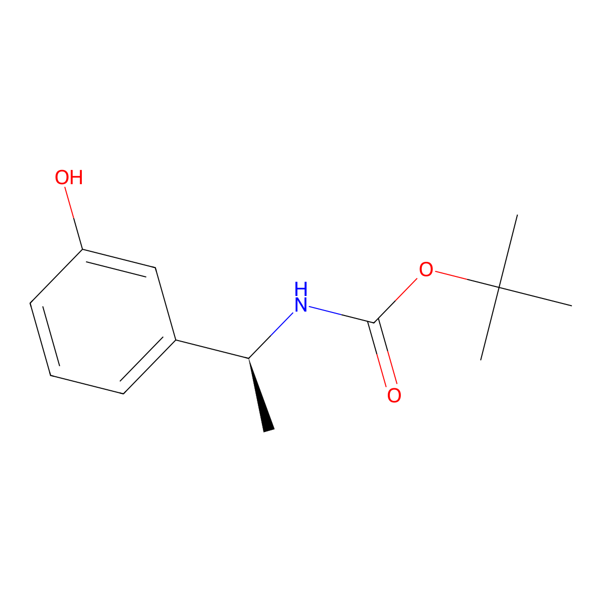 Tert-butyl [(1S)-1-(3-hydroxyphenyl)ethyl]carbamate molecular structure, CAS 266369-42-0