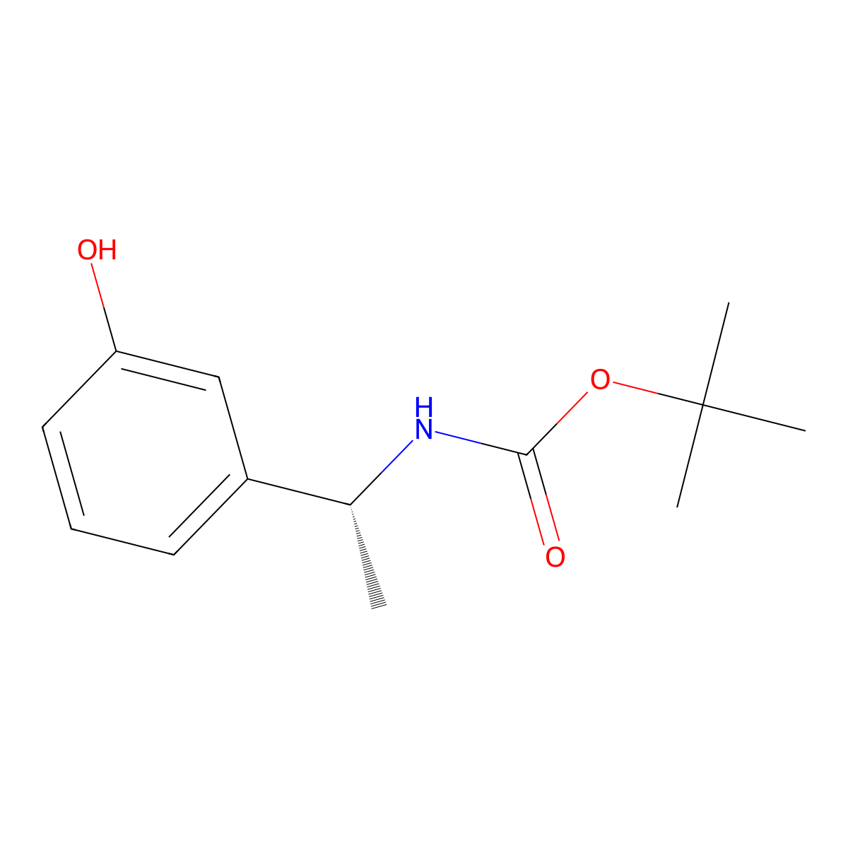 Tert-butyl (R)-(1-(3-hydroxyphenyl)ethyl)carbamate molecular structure, CAS 266369-69-1
