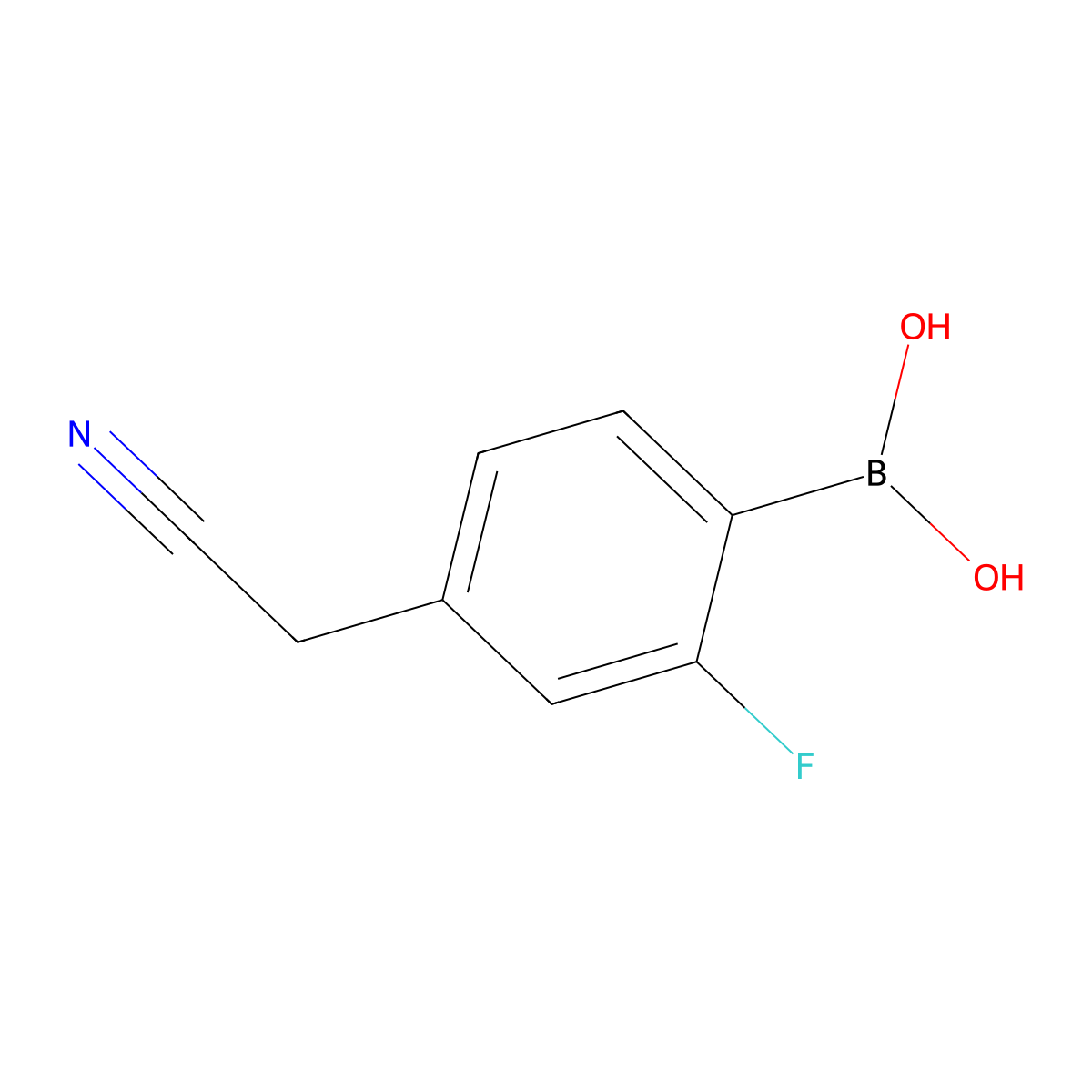 [4-(Cyanomethyl)-2-fluorophenyl]boronic acid molecular structure, CAS 2663787-25-3