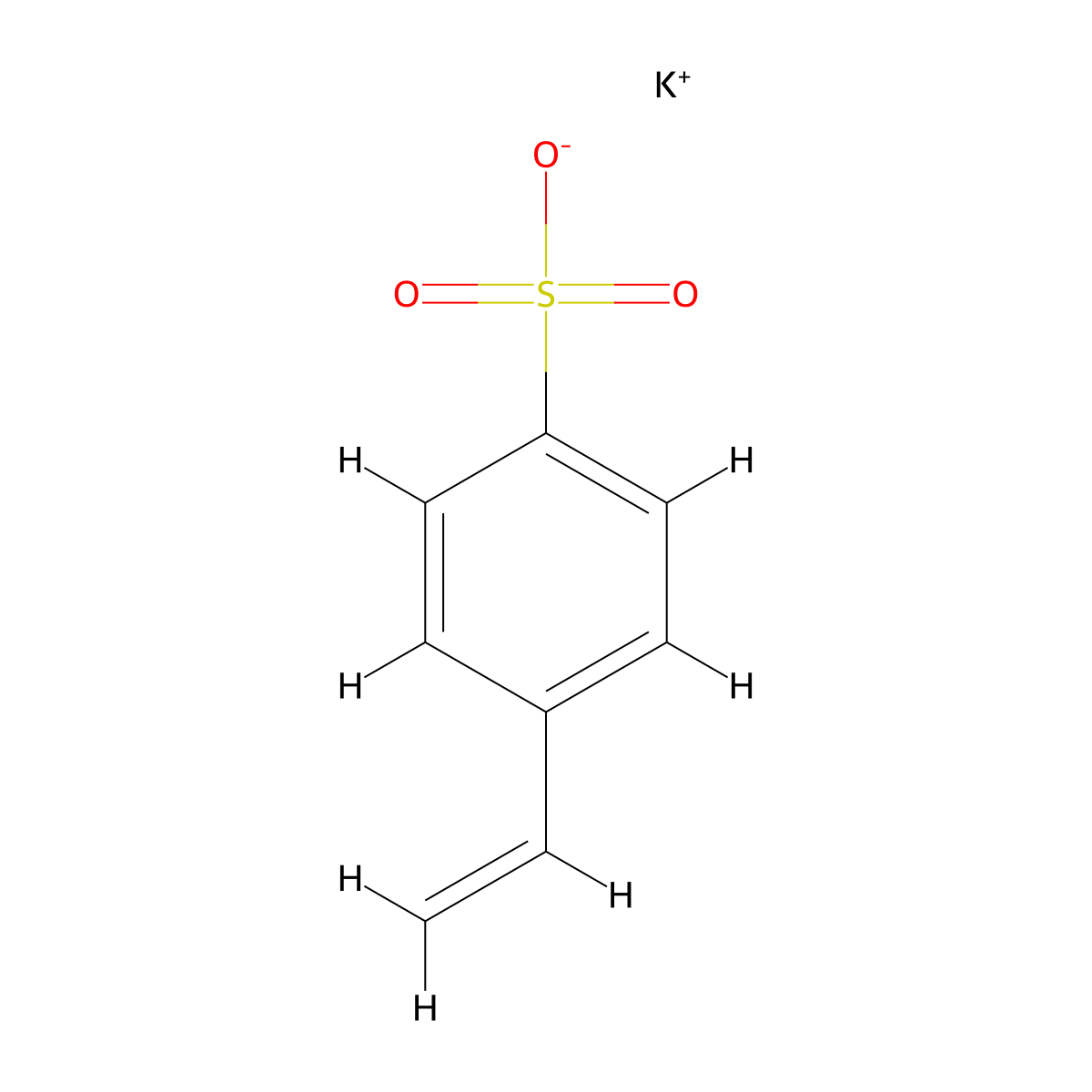 Potassium p-vinylbenzenesulphonate molecular structure, CAS 26638-29-9