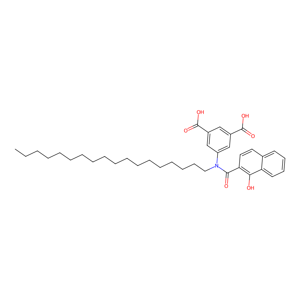 1,3-Benzenedicarboxylic acid, 5-[[(1-hydroxy-2-naphthalenyl)carbonyl]octadecylamino]- molecular structure, CAS 26639-29-2