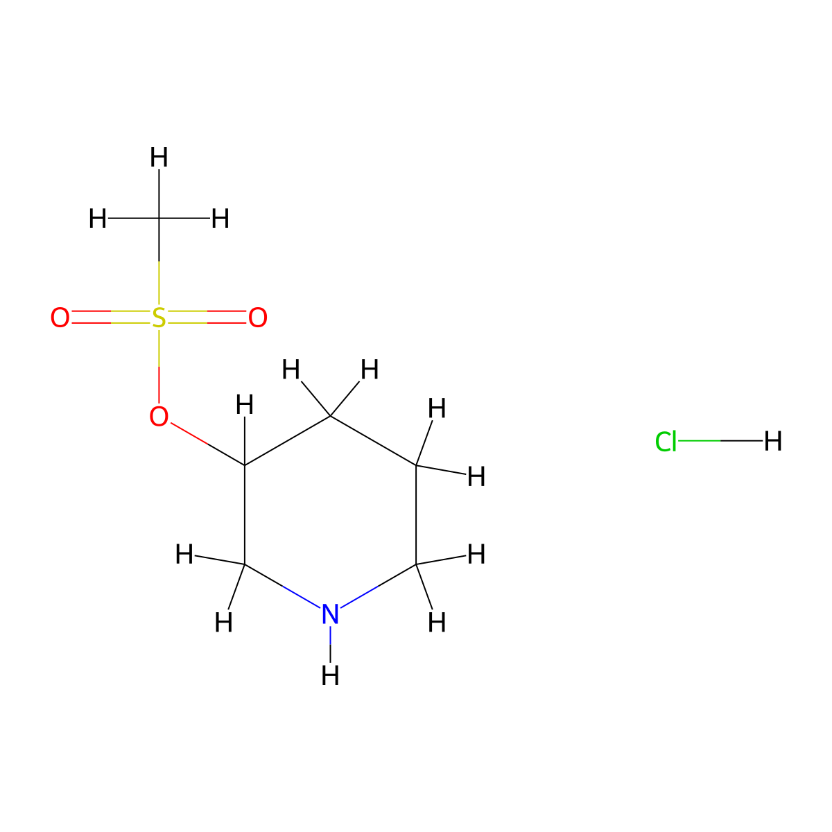 Piperidin-3-yl methanesulfonate hydrochloride molecular structure, CAS 2664045-42-3