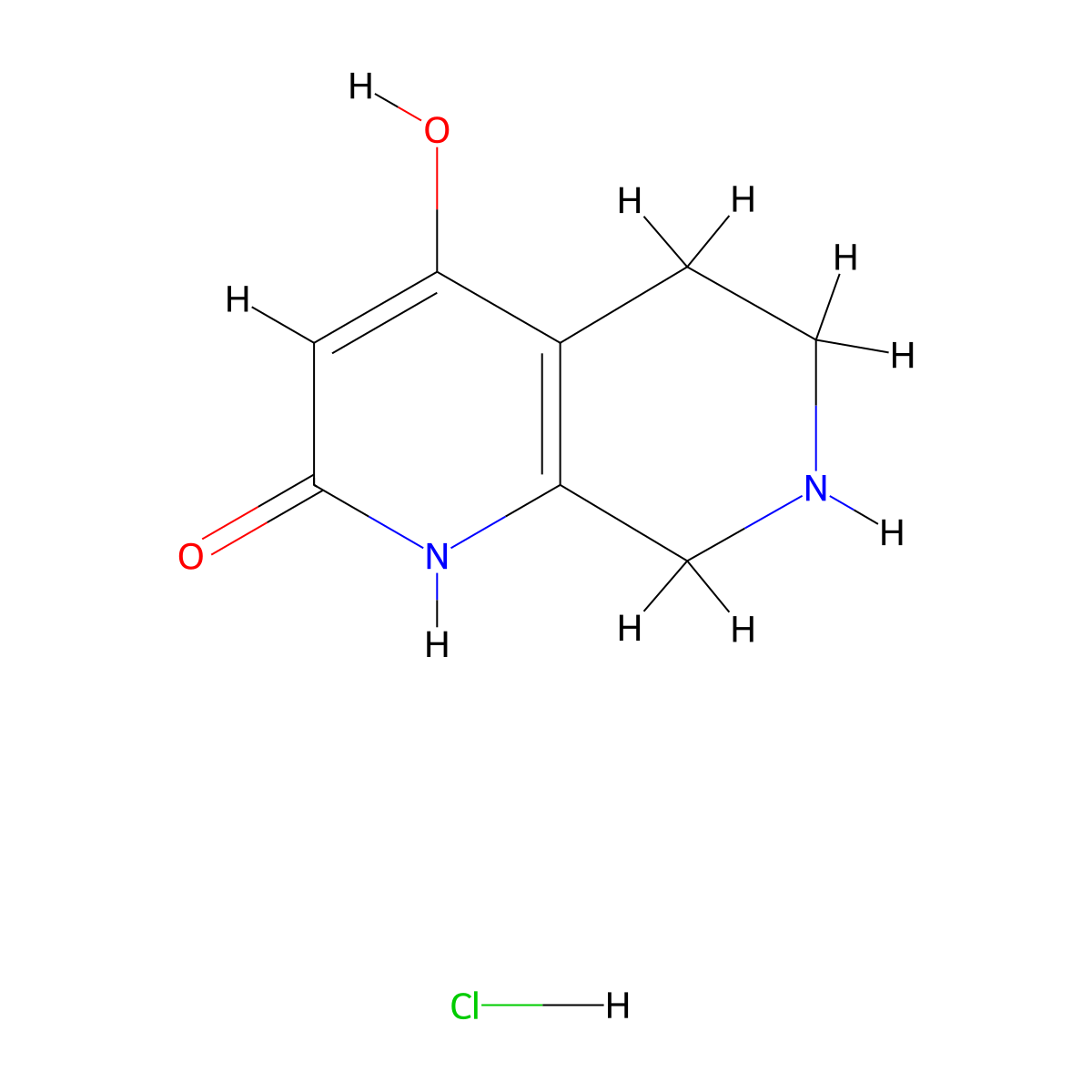 4-Hydroxy-1,2,5,6,7,8-hexahydro-1,7-naphthyridin-2-one hydrochloride molecular structure, CAS 2664078-95-7