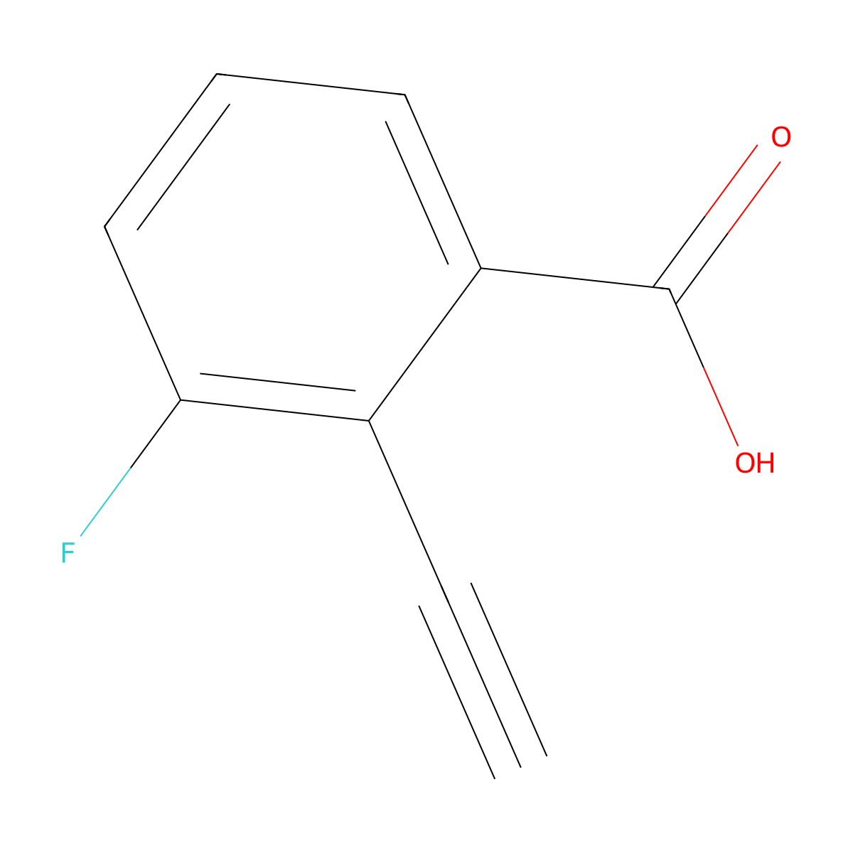 2-Ethynyl-3-fluorobenzoic acid molecular structure, CAS 2664104-83-8