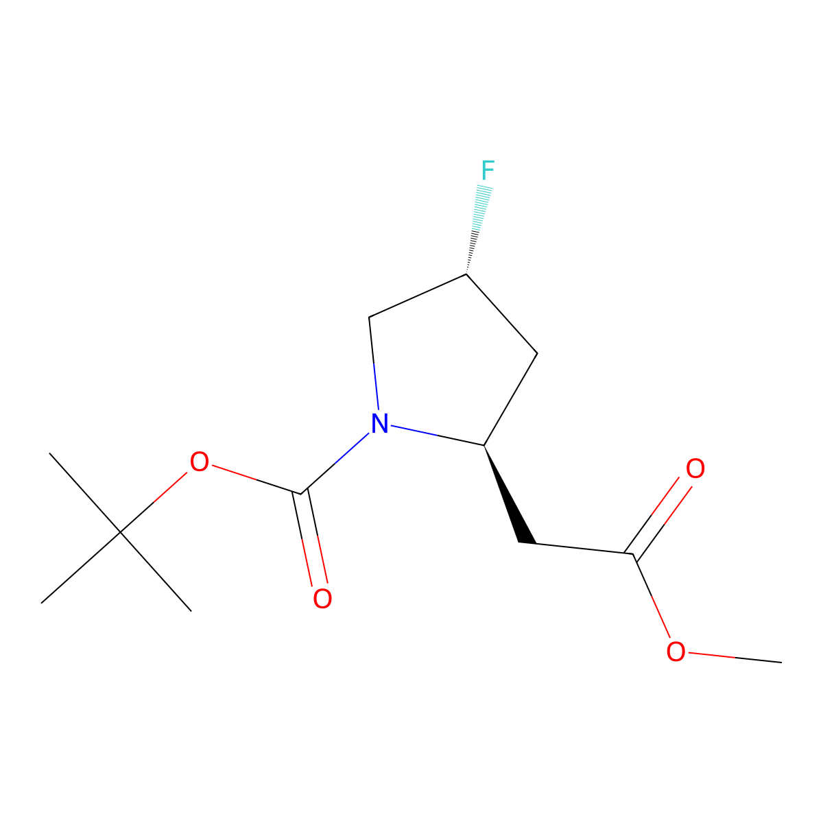 tert-butyl (2R,4R)-4-fluoro-2-(2-methoxy-2-oxoethyl)pyrrolidine-1-carboxylate molecular structure, CAS 2664105-83-1