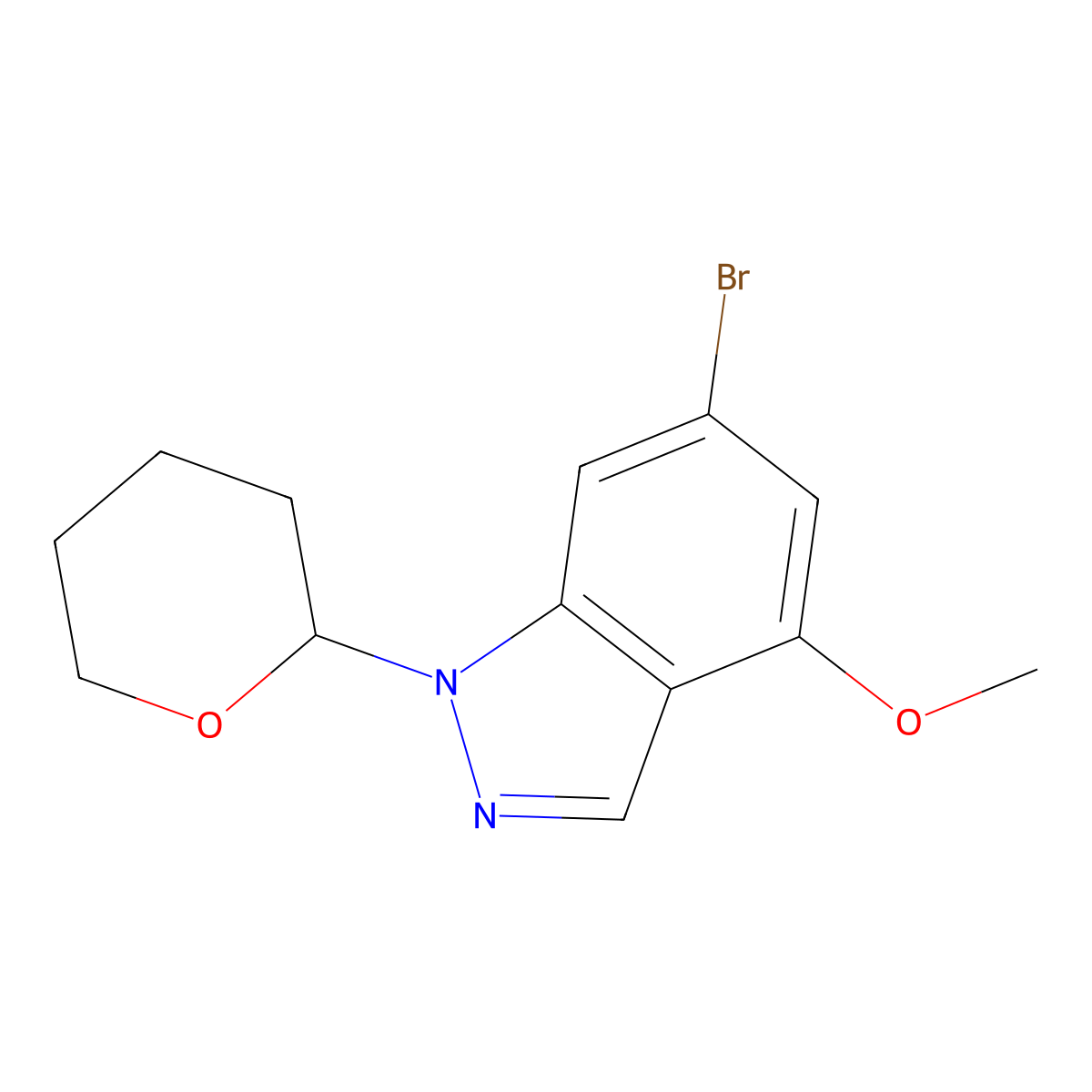 6-Bromo-4-methoxy-1-(tetrahydro-2H-pyran-2-YL)-1H-indazole molecular structure, CAS 2664134-45-4