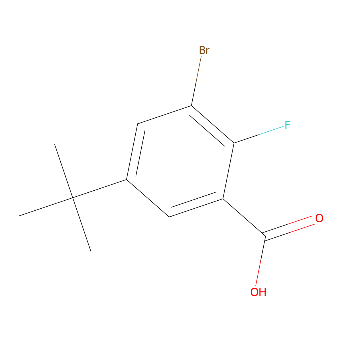 3-Bromo-5-(tert-butyl)-2-fluorobenzoic acid molecular structure, CAS 2664238-79-1