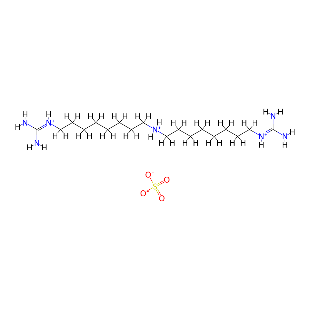 Heptadecane, 9-aza-1,17-diguanidino-, sesquisulphate molecular structure, CAS 26643-62-9