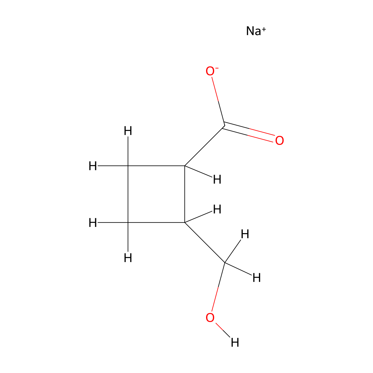 Sodium 2-(hydroxymethyl)cyclobutanecarboxylate molecular structure, CAS 2664429-45-0
