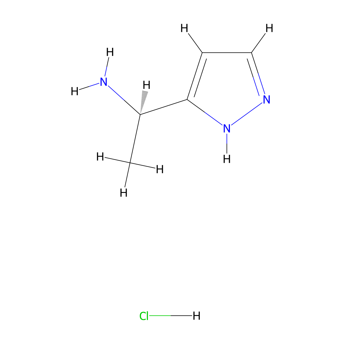 (R)-1-(1H-Pyrazol-3-yl)ethanamine HCL molecular structure, CAS 2664977-32-4