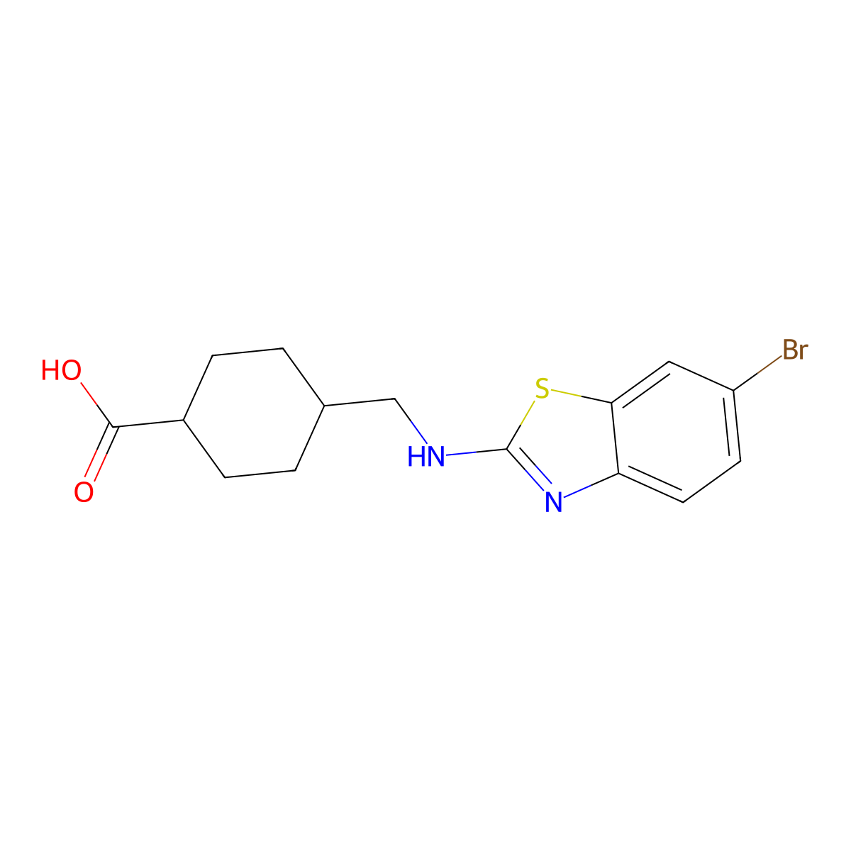trans-4-[[(6-Bromo-1,3-benzothiazol-2-yl)amino]methyl]cyclohexanecarboxylic acid molecular structure, CAS 2664977-37-9