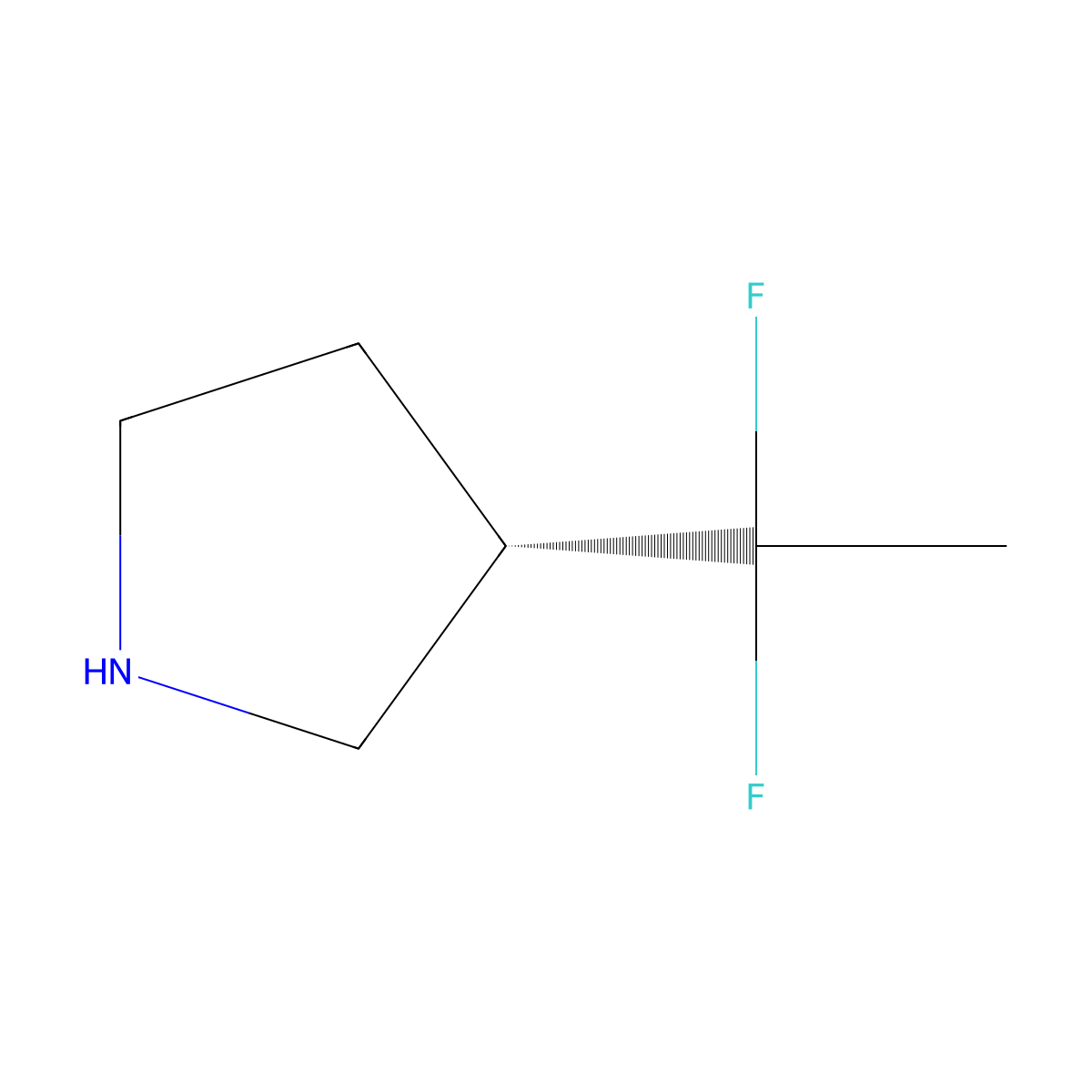 (S)-3-(1,1-Difluoroethyl)pyrrolidine molecular structure, CAS 2664977-38-0