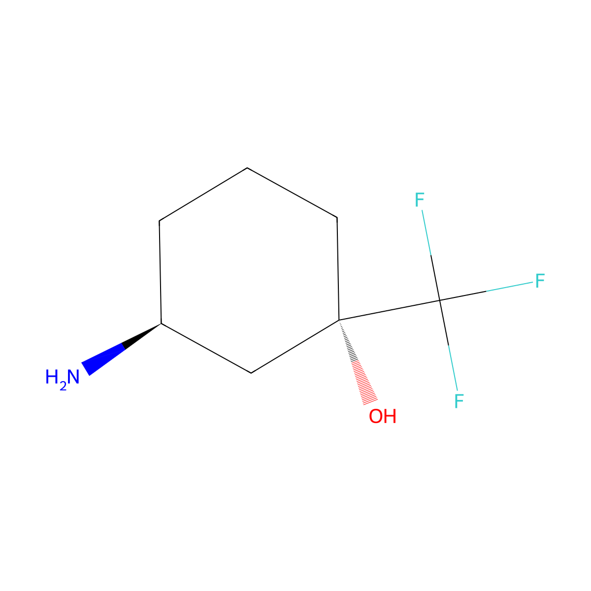 (1S,3S)-3-amino-1-(trifluoromethyl)cyclohexanol molecular structure, CAS 2664977-43-7