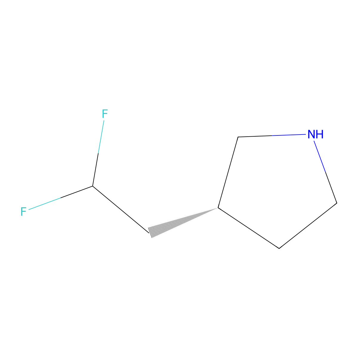 (R)-3-(2,2-Difluoroethyl)pyrrolidine molecular structure, CAS 2664977-53-9