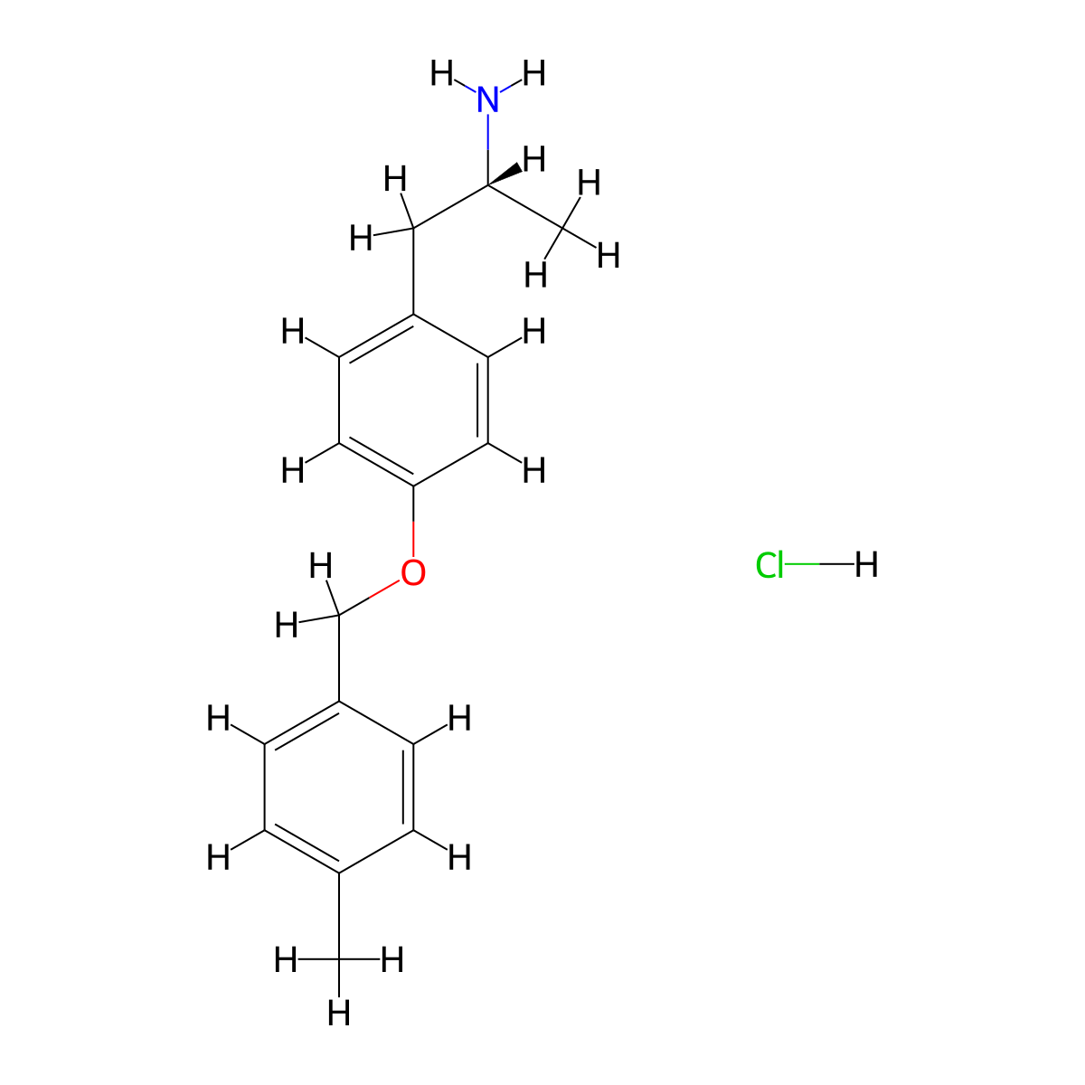 (2R)-1-[4-[(4-Methylphenyl)methoxy]phenyl]propan-2-amine hydrochloride molecular structure, CAS 2664977-69-7