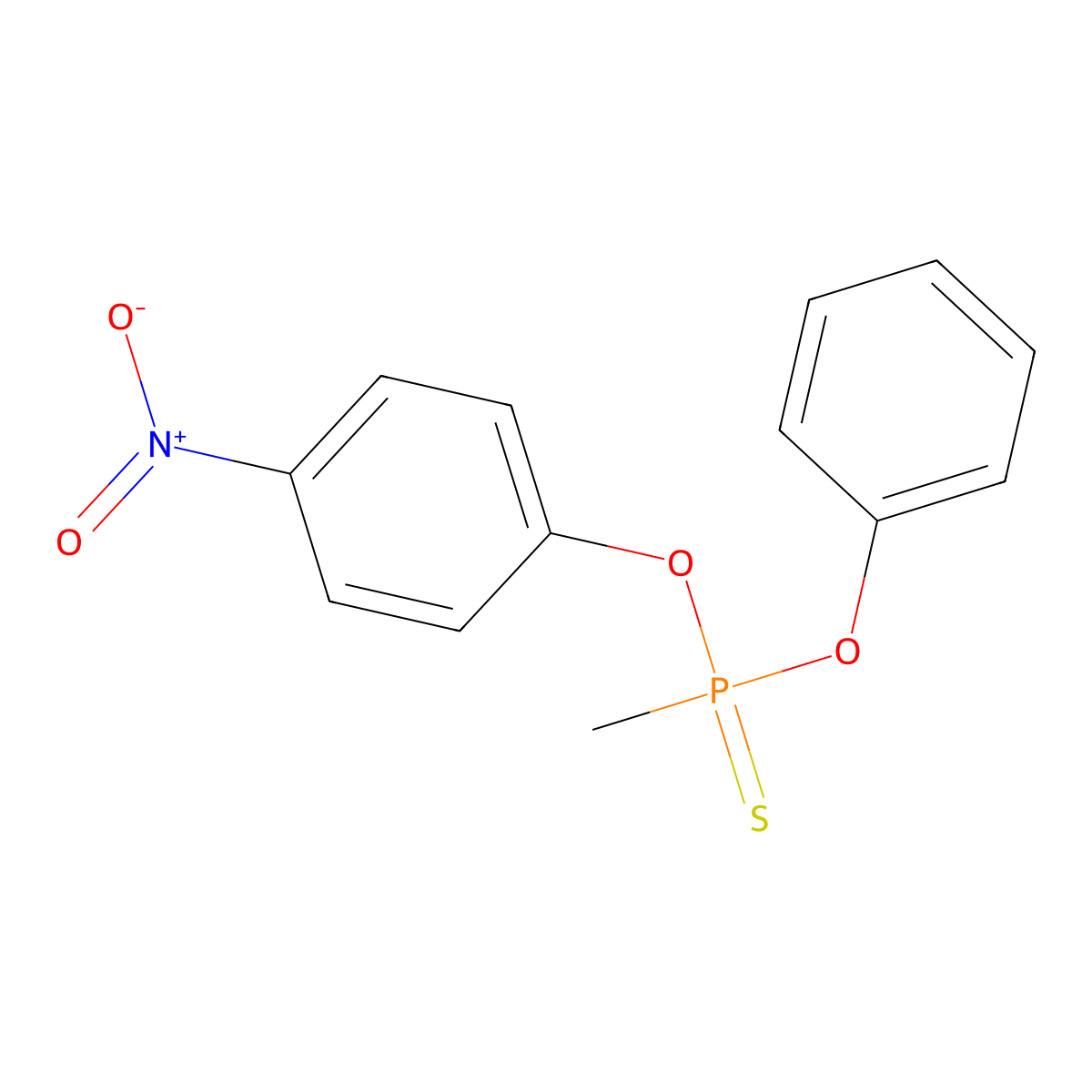 Phosphonothioic acid, methyl-, O-(4-nitrophenyl) O-phenyl ester molecular structure, CAS 2665-30-7