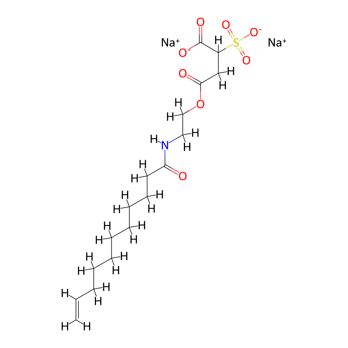 Disodium 4-(undecylenic monoethanolamide) sulfosuccinate molecular structure, CAS 26650-05-5