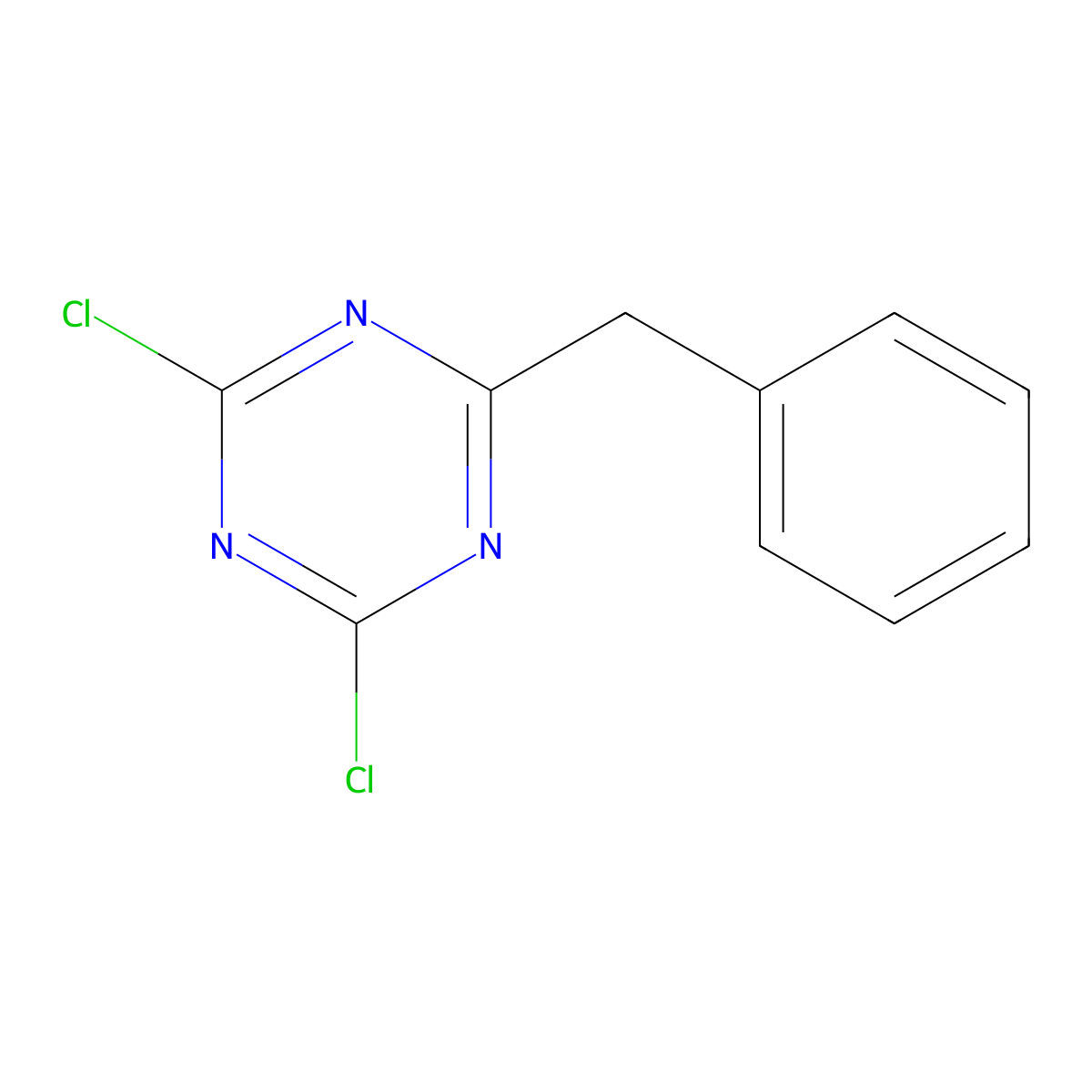 2-Benzyl-4,6-dichloro-1,3,5-triazine molecular structure, CAS 26650-79-3