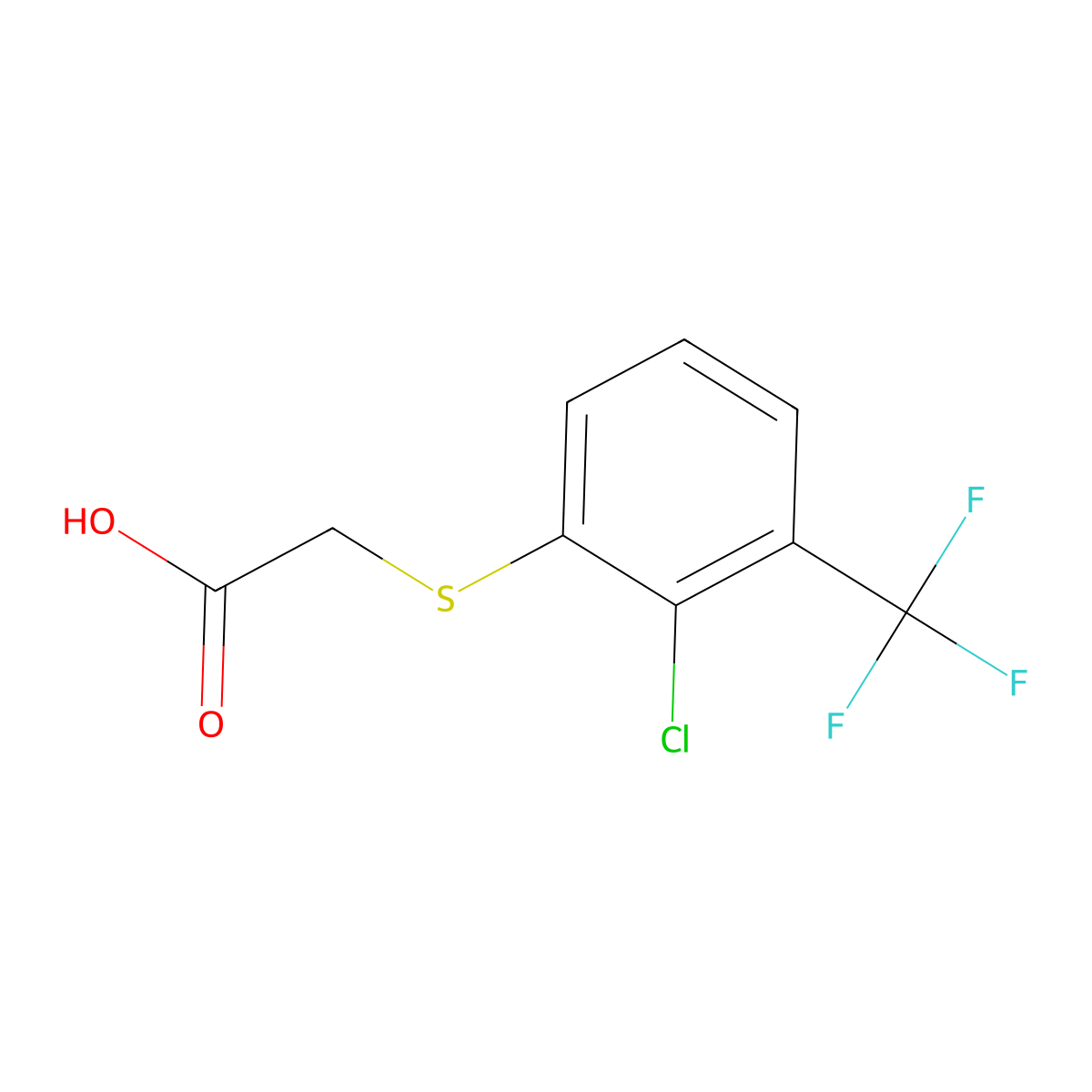2-((2-Chloro-3-(trifluoromethyl)phenyl)thio)acetic acid molecular structure, CAS 2665660-55-7