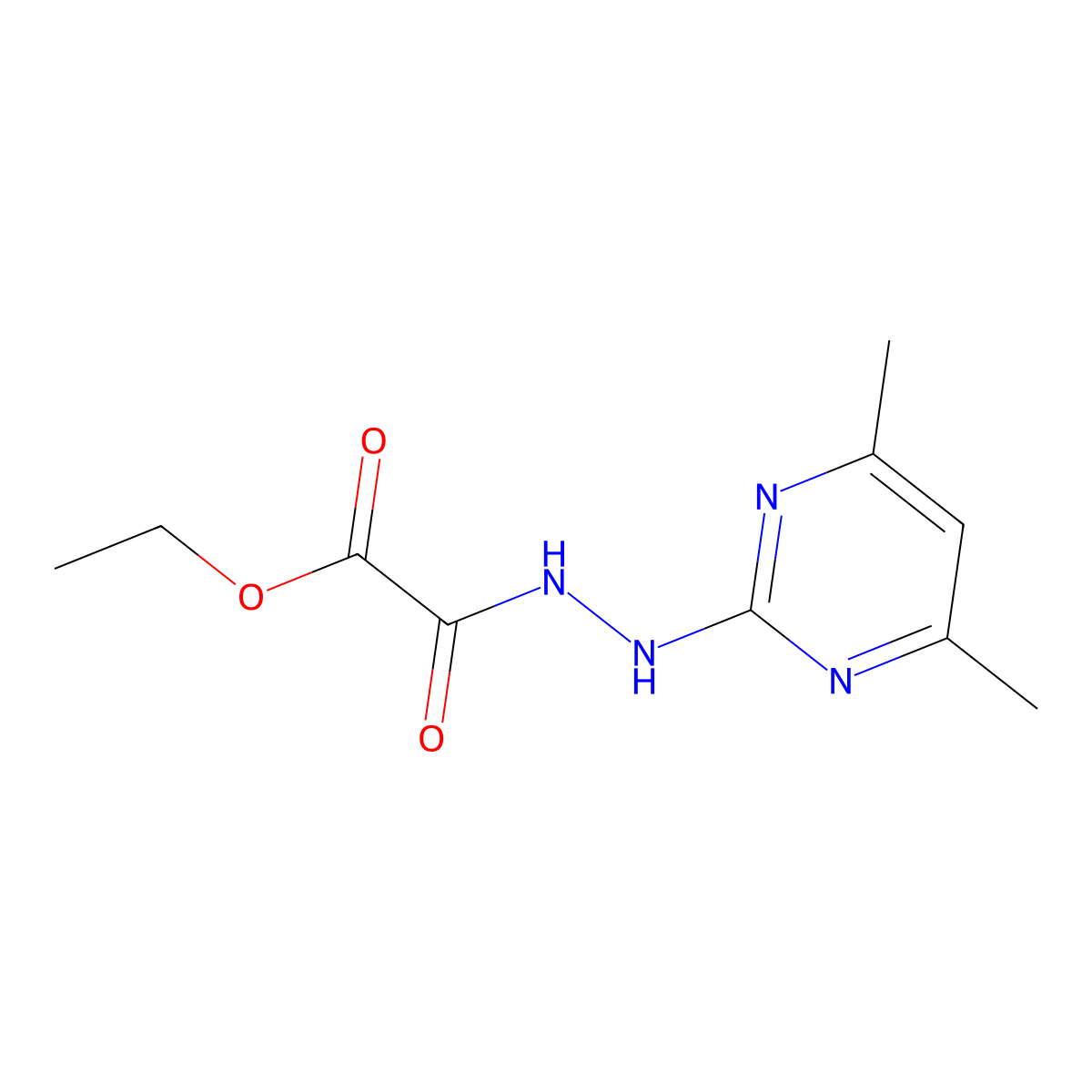 Ethyl 2-(2-(4,6-dimethylpyrimidin-2-yl)hydrazineyl)-2-oxoacetate molecular structure, CAS 2665660-80-8