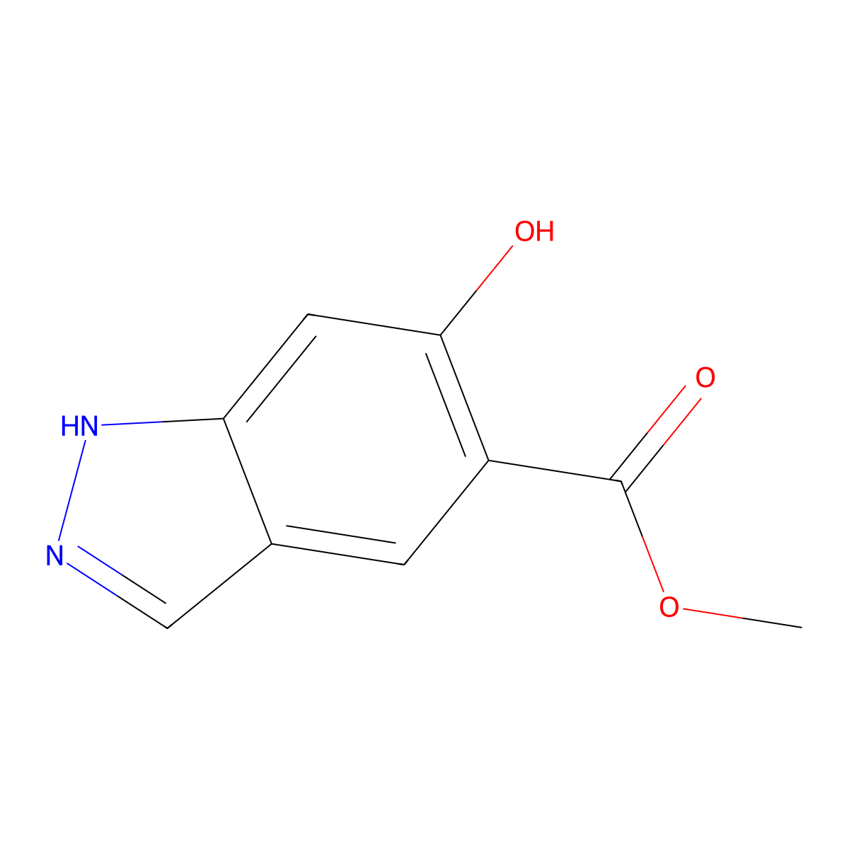 Methyl 6-hydroxy-1H-indazole-5-carboxylate molecular structure, CAS 2665660-81-9