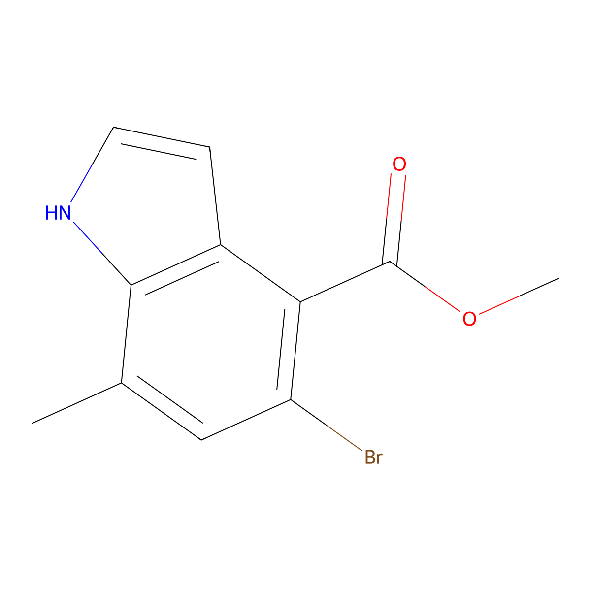 Methyl 5-bromo-7-methyl-1H-indole-4-carboxylate molecular structure, CAS 2665660-82-0