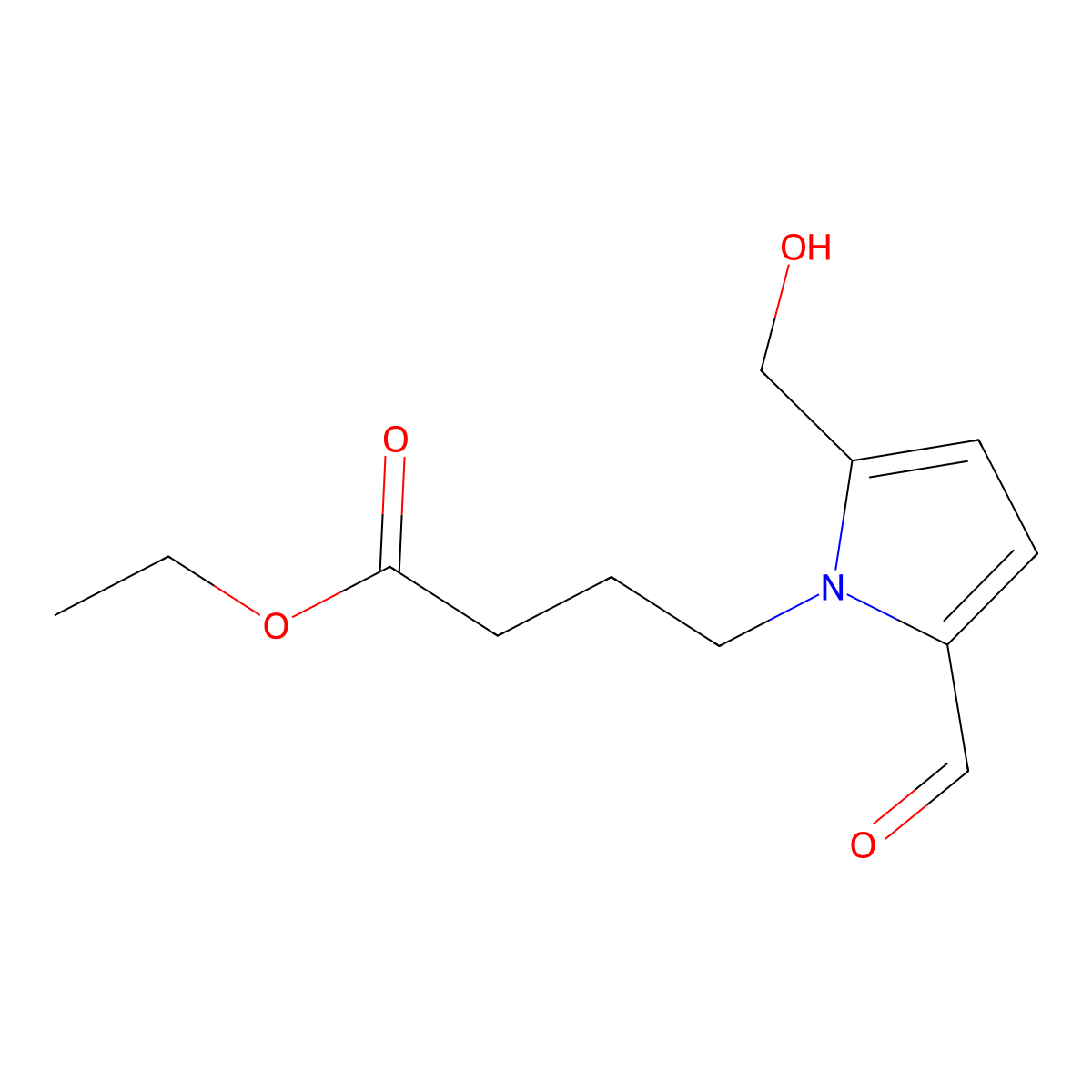 Ethyl 4-(2-formyl-5-(hydroxymethyl)-1H-pyrrol-1-yl)butanoate molecular structure, CAS 2665661-00-5