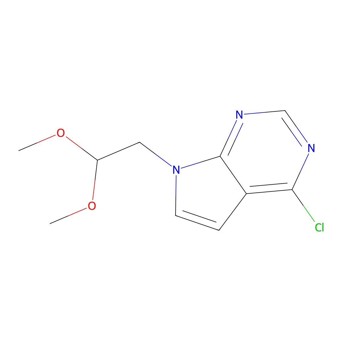 4-Chloro-7-(2,2-dimethoxyethyl)-7H-pyrrolo[2,3-D]pyrimidine molecular structure, CAS 2665661-05-0