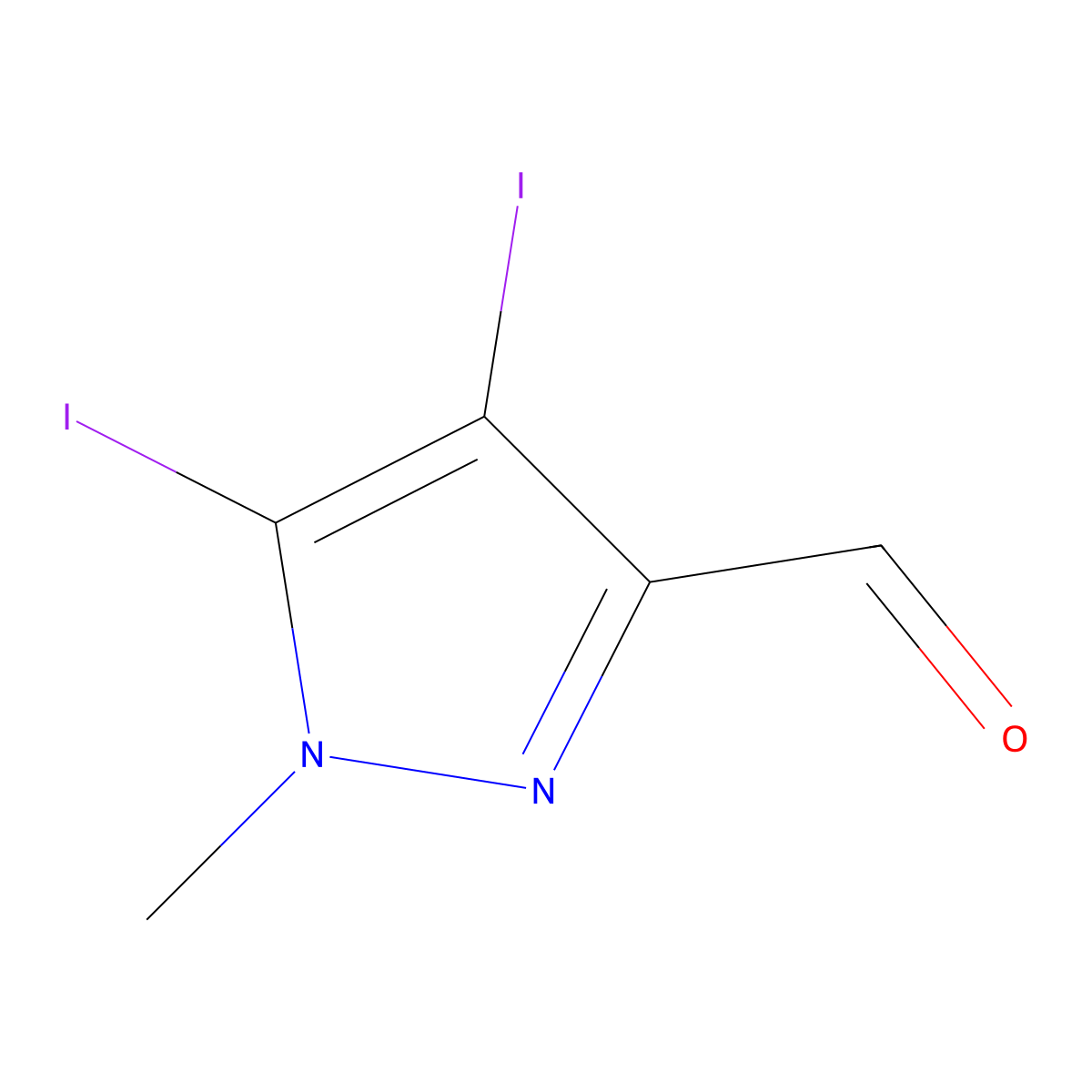4,5-Diiodo-1-methyl-1H-pyrazole-3-carbaldehyde molecular structure, CAS 2665661-16-3