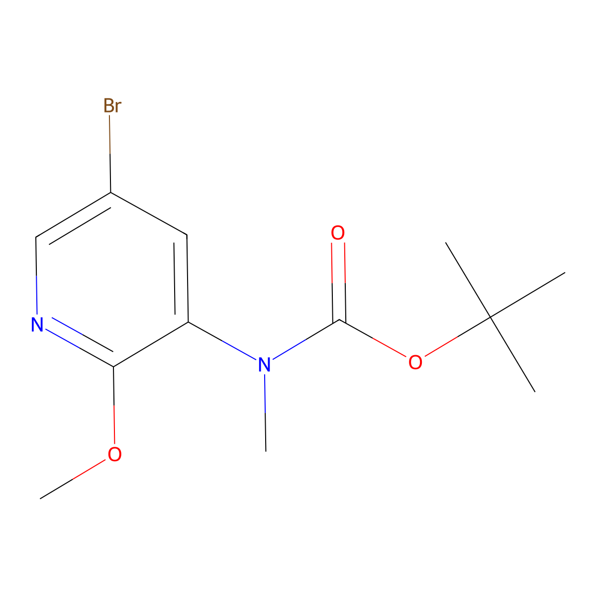 tert-butyl N-(5-bromo-2-methoxy-3-pyridinyl)-N-methylcarbamate molecular structure, CAS 2665662-69-9