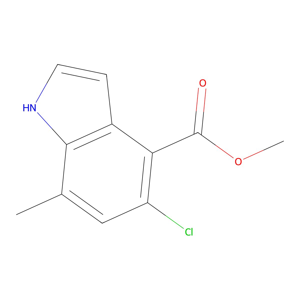 Methyl 5-chloro-7-methyl-1H-indole-4-carboxylate molecular structure, CAS 2665662-70-2