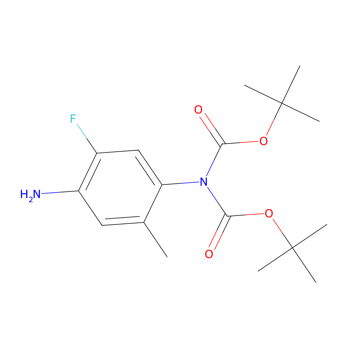 tert-butyl N-(4-amino-5-fluoro-2-methyl-phenyl)-N-tert-butoxycarbonyl-carbamate molecular structure, CAS 2665662-72-4