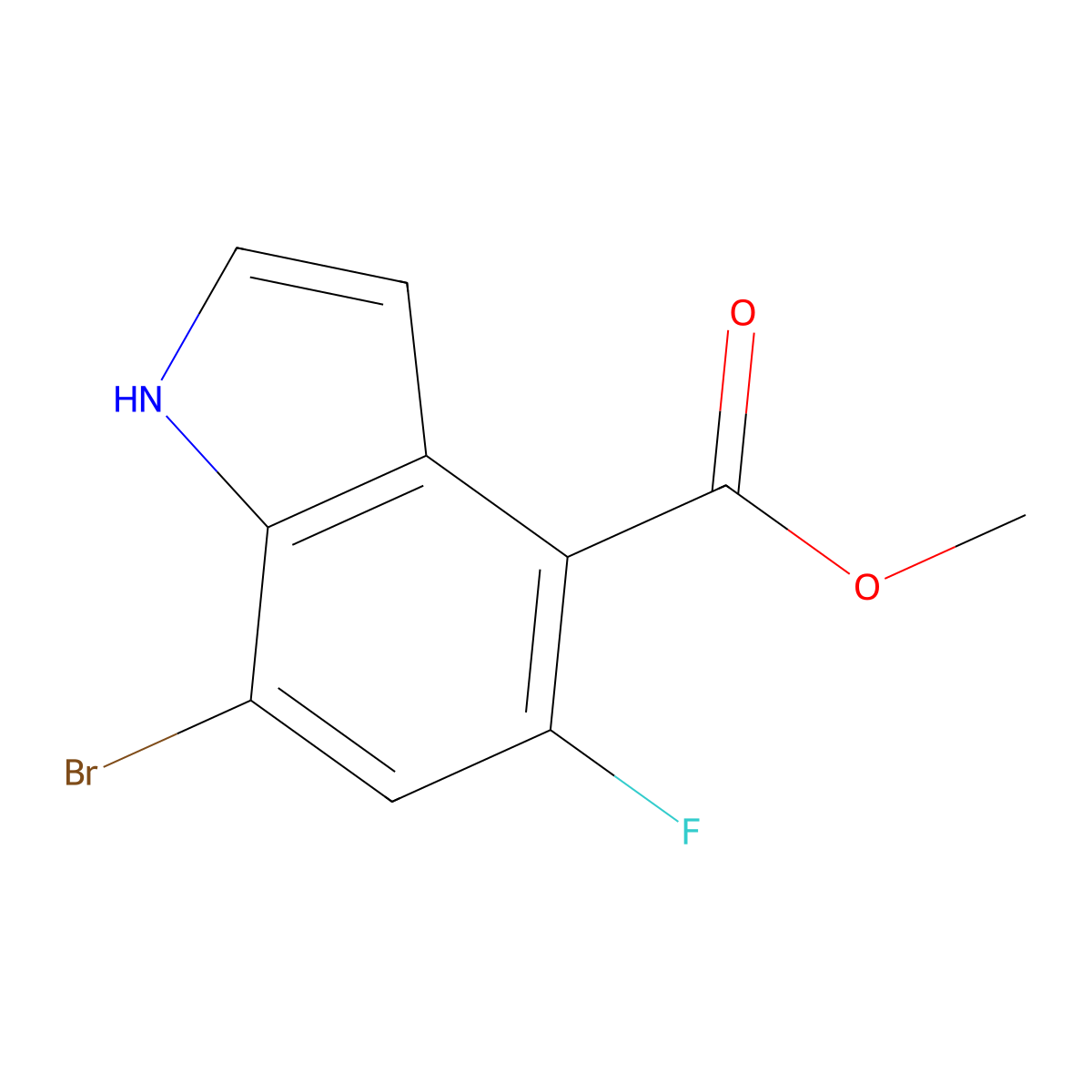 Methyl 7-bromo-5-fluoro-1H-indole-4-carboxylate molecular structure, CAS 2665662-76-8
