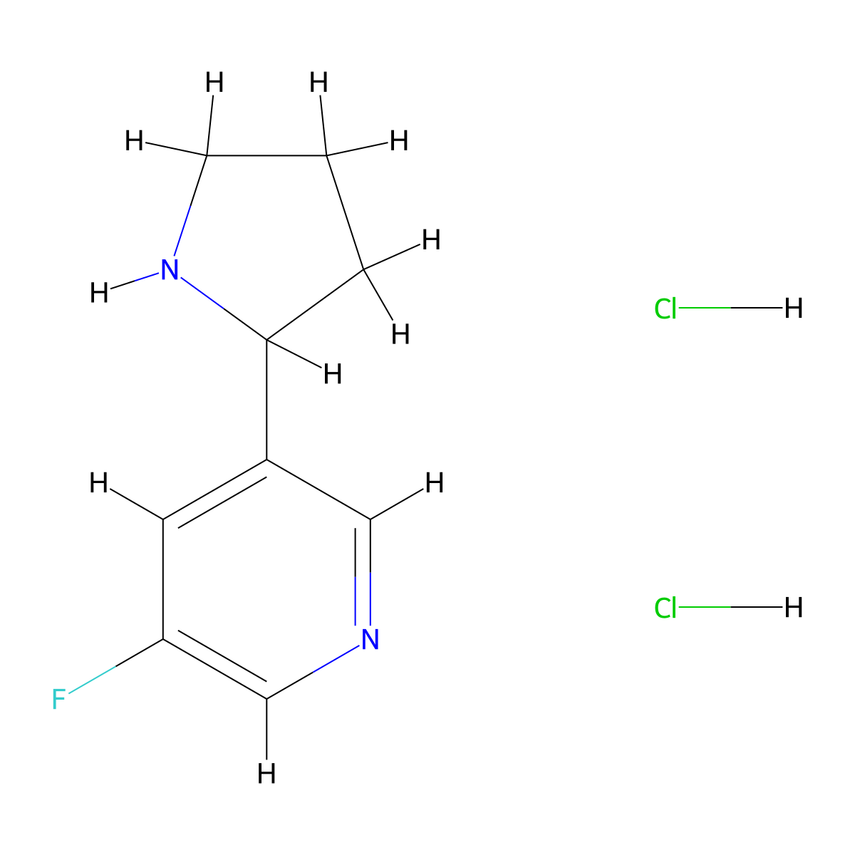 3-Fluoro-5-(pyrrolidin-2-YL)pyridine dihydrochloride molecular structure, CAS 2665662-89-3