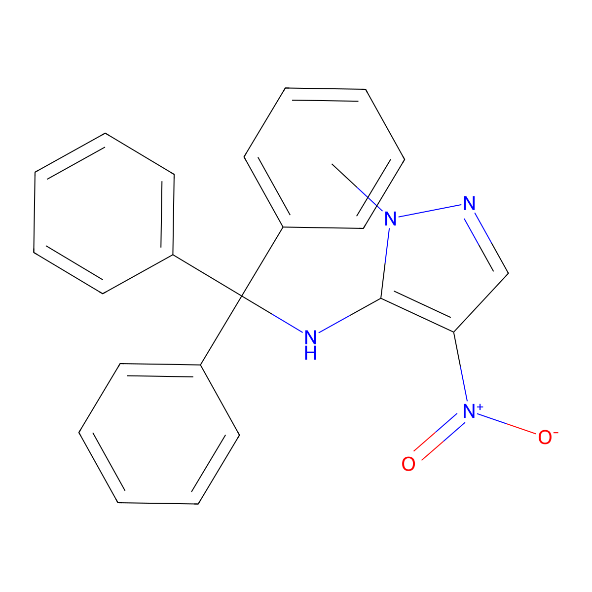 1-Methyl-4-nitro-N-(triphenylmethyl)-1H-pyrazol-5-amine molecular structure, CAS 2665662-90-6