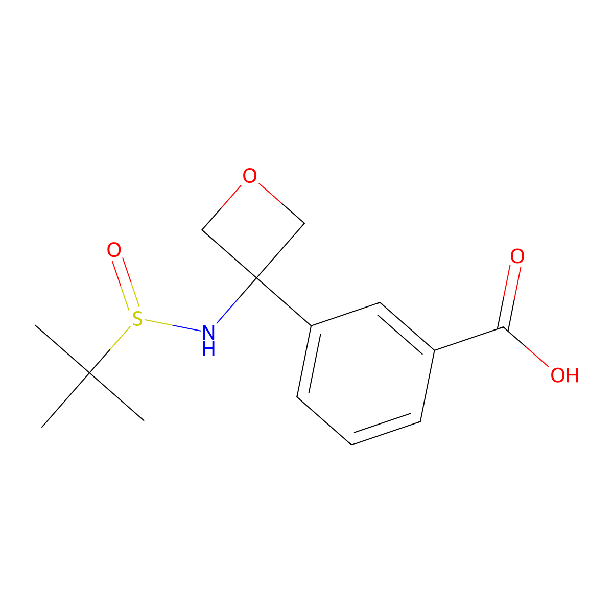 3-[3-(Tert-butylsulfinylamino)oxetan-3-yl]benzoic acid molecular structure, CAS 2665662-99-5