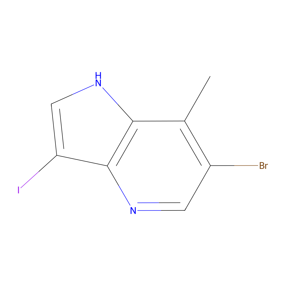 6-Bromo-3-iodo-7-methyl-1H-pyrrolo[3,2-b]pyridine molecular structure, CAS 2665663-01-2