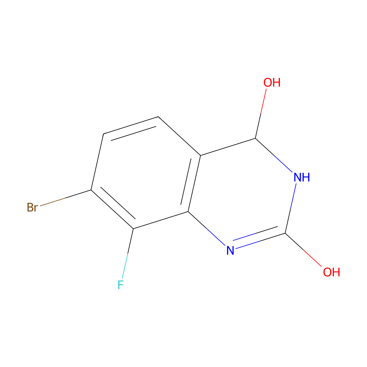 7-bromo-8-fluoro-4-hydroxy-3,4-dihydro-1H-quinazolin-2-one molecular structure, CAS 2665663-09-0