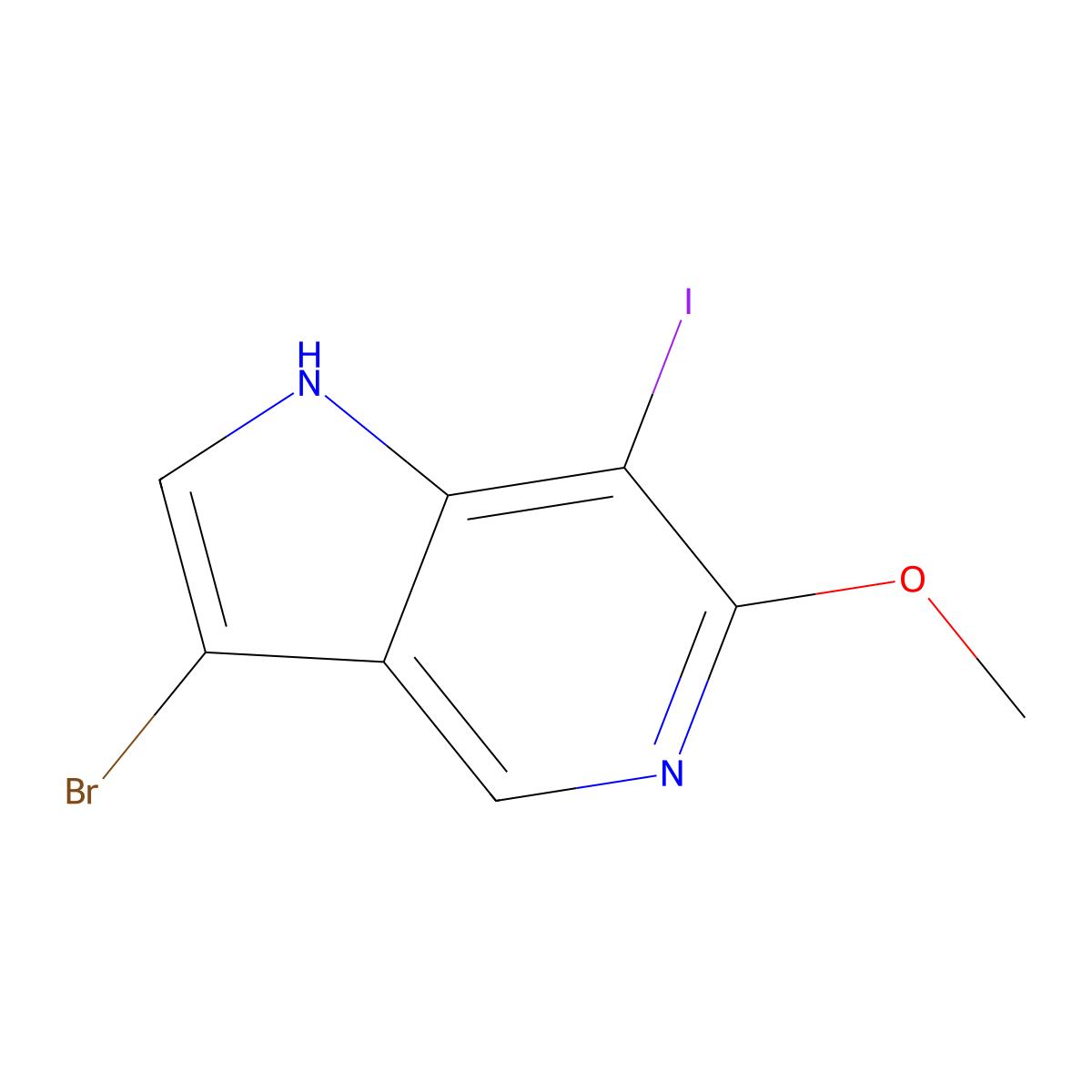 3-Bromo-7-iodo-6-methoxy-1H-pyrrolo[3,2-c]pyridine molecular structure, CAS 2665663-11-4