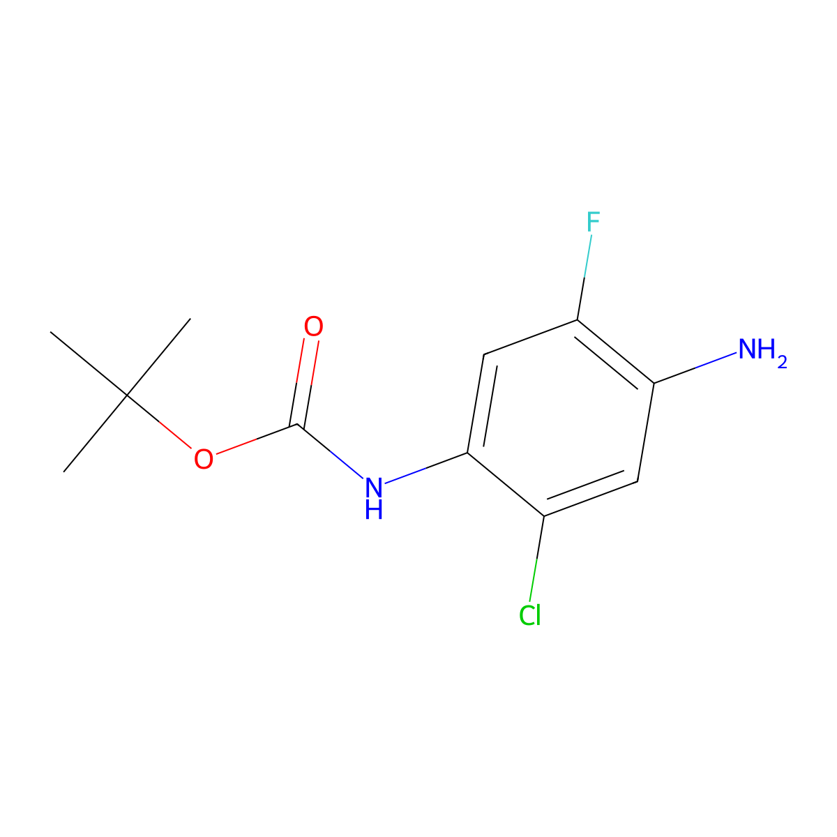 tert-butyl N-(4-amino-2-chloro-5-fluoro-phenyl)carbamate molecular structure, CAS 2665663-17-0