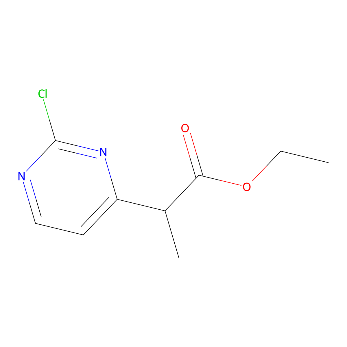 Ethyl 2-(2-chloropyrimidin-4-yl)propanoate molecular structure, CAS 2665663-19-2