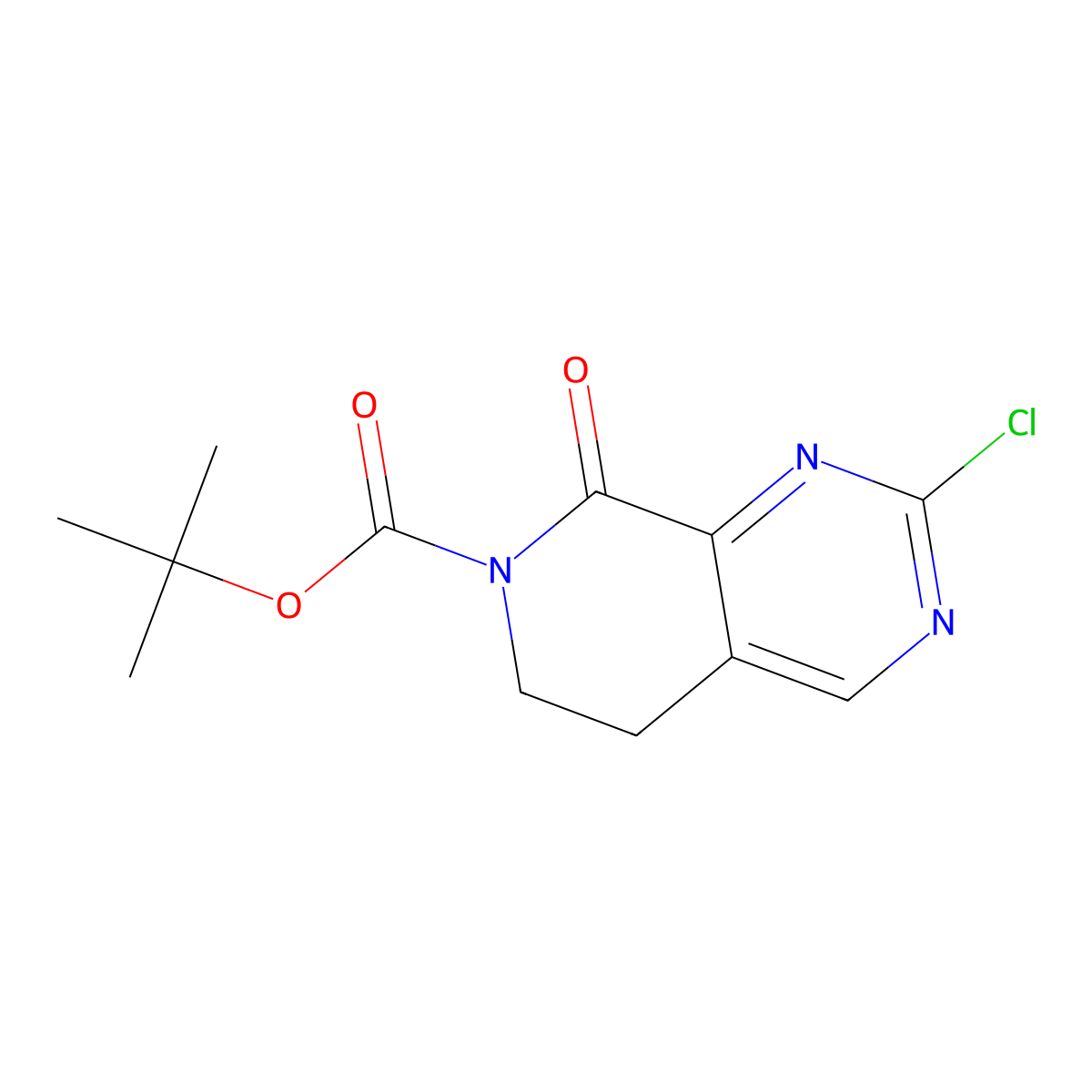 Tert-butyl 2-chloro-8-oxo-5,6-dihydropyrido[3,4-d]pyrimidine-7-carboxylate molecular structure, CAS 2665663-25-0