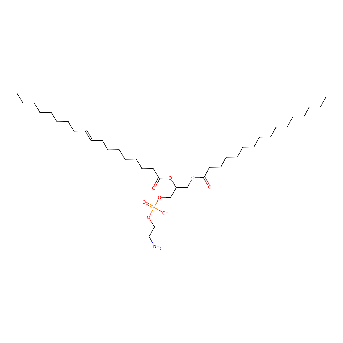 1-Palmitoyl-2-oleoyl-sn-glycero-3-phosphoethanolamine molecular structure, CAS 26662-94-2