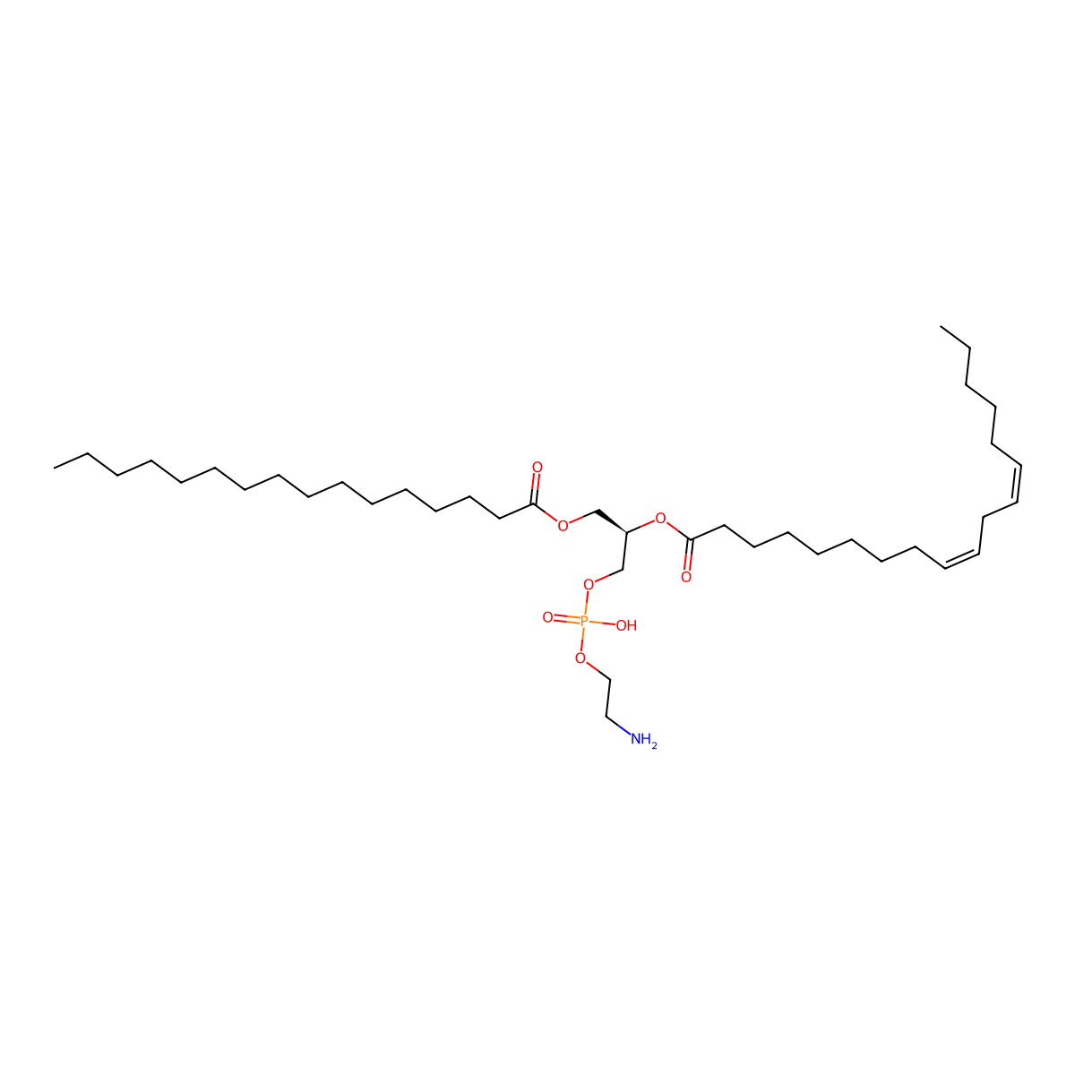 1-hexadecanoyl-2-(9Z,12Z-octadecadienoyl)-sn-glycero-3-phosphoethanolamine molecular structure, CAS 26662-95-3